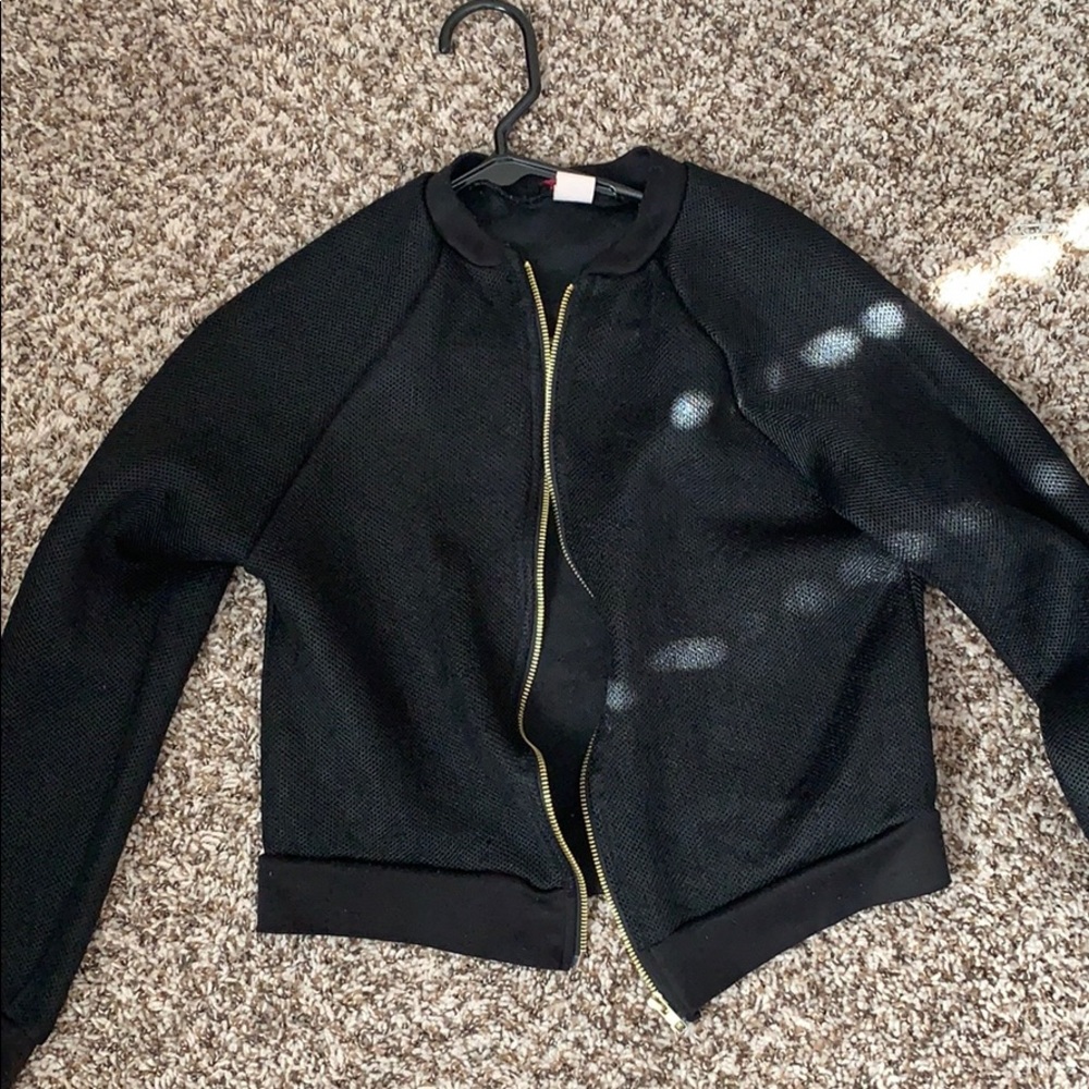 Cropped mesh bomber